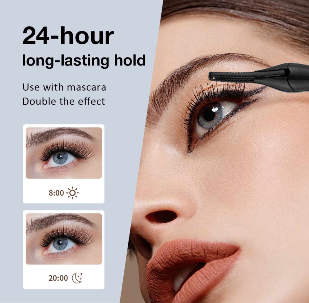 Lash curler with temperature for extra volume