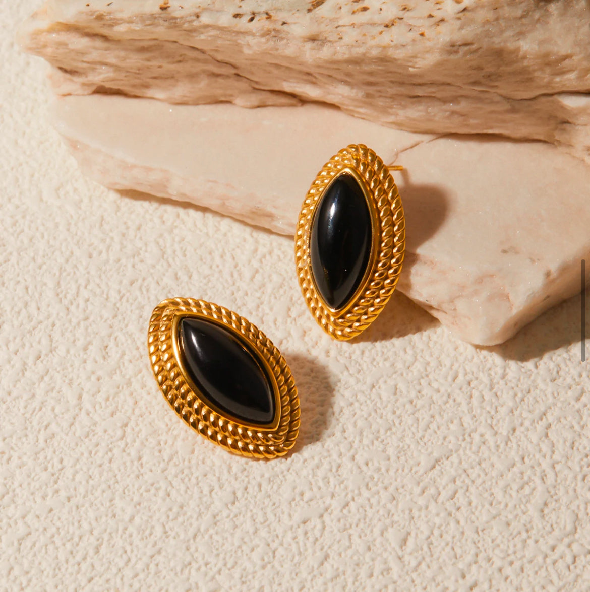 Elegant black with gold earrings